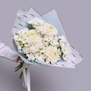 Букет белоснежных диантусов и хризантем